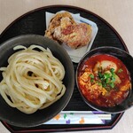 めん処 阿吽 うどん子 - つけ汁うどん（辛汁）+唐揚げ2個セット
