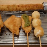 串カツ田中 - アスパラ豚巻き、豚ヒレ、鶏むね、ささみわさび、うずら