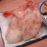 晩杯屋 - 赤エビ刺し１５０円