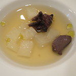 リストランテ ヴォナ フォルトゥーナ - ＜2015年2月＞「ジビエとワインの宴」猪の頬肉、鴨の砂肝、大根、ジビエのスープ