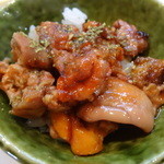 寿司栄 - 鮟鱇の肝の甘煮とご飯、和歌山産葡萄山椒添え