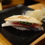 鮨 波やし - ［13回目］鯖と千枚漬けの握り