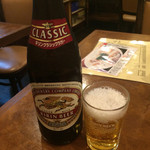 天竺園 - ビール（５５０円）。