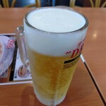 幸楽苑 - ドリンク写真:生ビール。飲んでしまいました
