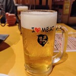 大衆炭火焼肉ジンギスカン ホルモン酒場 風土. - ビールはサン生でした