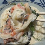 丸亀製麺 - 明太クリームうどん混ぜ混ぜ後