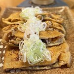 手打そば風來蕎 - 油揚げの肉みそ挟み焼