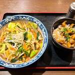 楽湯食処 - 料理写真:野菜たっぷり味噌ラーメン＆ミニチャーシュー丼