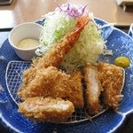 かつ元 - 得々ランチ(エビフライ、ロースカツ、エビカツ)をチョイス