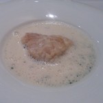 ル・トリスケル - 本日のスープ・ルタバカのポタージュ、たらの白子ソテー添え