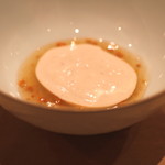 三谷 - 鱈の白子 と 赤雲丹 の２層スープ　には、Champagne Launois Pere & Fils 2005 Grand Cru Brut Blanc de Blancs　(2015/01)