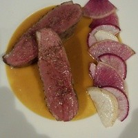青森産鴨胸肉のロースト、オレンジソース