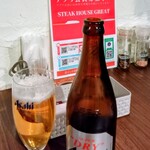 STEAK HOUSE GREAT - 2026/4月。アサヒ中瓶ビール。
