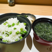 和 こじま - 豆ごはん　アオサの味噌汁