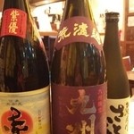 九州の地魚料理 侍 - 珍しい焼酎沢山。一番右は、里芋の焼酎。