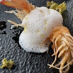 サーラ アマービレ - エビは全部頭から尻尾まで全部パリパリ食べました　蕗のとう揚げが良い香り