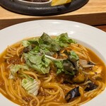 ピア サピド - 料理写真:揚げ茄子とモッツァレラのミートソーススパゲティ