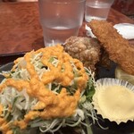 未蔵や - 熱々の唐揚げとアジフライ