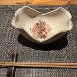肉割烹 鋒 - タコと牛の胃袋、蟹の梅肉和え