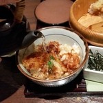 ヘぎそば 清兵衛 - ２杯目は、薬味を少々入れ、土瓶のダシ汁をかけて「天茶漬け」として頂く