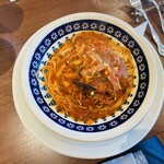 ワライカワセミ - ナスときのことベーコンのスパゲッティ
