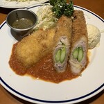 マーシュ亭 - 別日:ヒラメ、アスパラ豚巻き。最高！