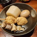 うまかっ おでんと酒 博多だい吉 - 大根、玉子、軟骨つくね、牛すじ