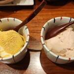 うまかっ おでんと酒 博多だい吉 - 黒蜜きな粉アイス、あまおう苺アイス