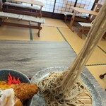 たからや - そばが長ーい　腕を伸ばし切ってもざるから離れない。　おそらく1mはありそう