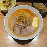 麺処 花木流味噌 - 海老味噌ラーメン・もやし・ねぎ飯セット
