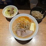 麺処 花木流味噌 - 海老味噌ラーメン・もやし・ねぎ飯セット