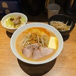 麺処 花木流味噌 - 海老味噌ラーメン・もやし・ねぎ飯セット