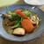 スープカレー鳩時計 - 料理写真:チキンレッグとお野菜のスープカレー。
具材は、チキンレッグ、大根、にんじん、なす、ごぼう、かぶ、れんこん、カボチャ、キャベツ、パプリカ、豆苗てな感じでした。