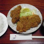 とんかつ燕楽 - カツランチ＋カキフライ２個