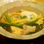 一膳めしや - 豚肉と青菜の玉子とじ　アップ