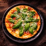 フレッシュバジルたっぷりのピザ