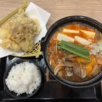 仙台コロナの湯 - 料理写真:スンドゥブチゲ 1,000円とあんこうの天ぷら 580円