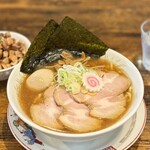 old school 中華そば Miya De La Soul - 特製中華ソバ¥1300、肉めし（小）¥250