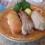 Sushi tatsu - 貝食べ比べ皿
                      つぶ貝、とり貝、あか貝