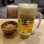 串とメシにはサケキタル - サントリー生　218円＋お通し　330円