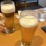 うどん処　ごえん - 生ビール（アサヒスーパードライ）で乾杯後