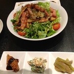 Shun ichi - きのことベーコンのサラダ、付き出しの三点盛り