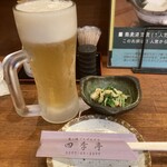 竜ヶ崎プラザホテル 四季亭 - まずは、ビールで