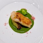 中国料理 礼華 四君子草 - 桜鯛の香り焼き 空豆と腐乳のソース