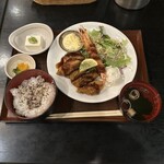和ダイニング ゆめ咲小町 - 牡蠣と大海老のフライ定食(1,300円)