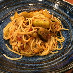 ナスと挽肉のトマトソースパスタ