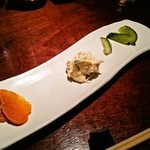 あげづき - 定食のお新香とポテトサラダ