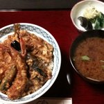 天寿ゞ - 普通天丼大盛＋味噌汁＋おしんこ