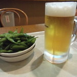 葛の湯 - 枝豆と生ビールのセット