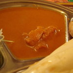 ネパールキッチン Kathmandu - ランチのチキンカレー！隣に邪魔なキュウリが・・・・